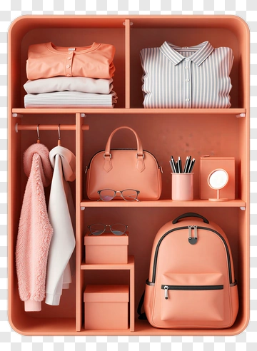 Organized Closet With Clothing And Accessories PNG