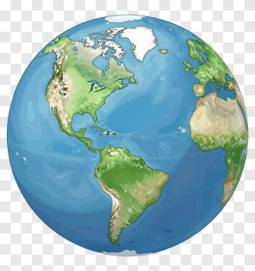 Detailed Earth Globe With Continents And Oceans PNG