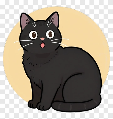Cartoon Black Cat Sitting PNG