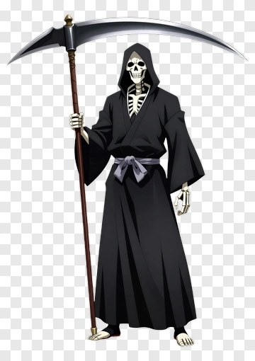 Cartoon Grim Reaper Holding A Scythe PNG