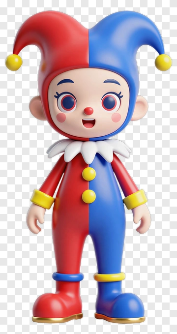 Cartoon Clown Character With Colorful Outfit PNG
