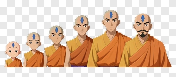 Avatar Aang Through The Ages PNG