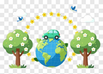 Eco-Friendly Car Driving Around The Earth PNG