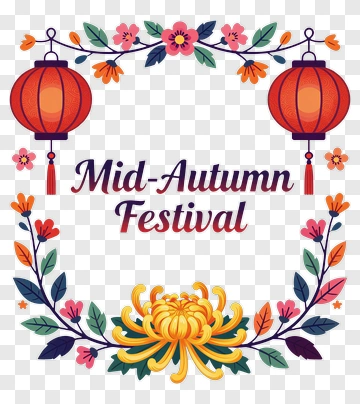 Mid-Autumn Festival Floral Design PNG