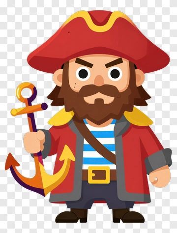 Cartoon Pirate Holding An Anchor PNG