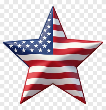 Star With American Flag Design PNG