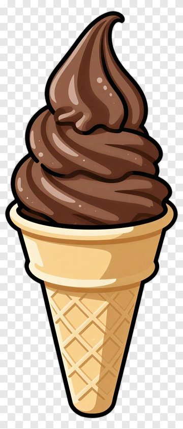 Chocolate Soft Serve Ice Cream Cone PNG