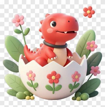 Cartoon Dinosaur Hatching From An Egg PNG