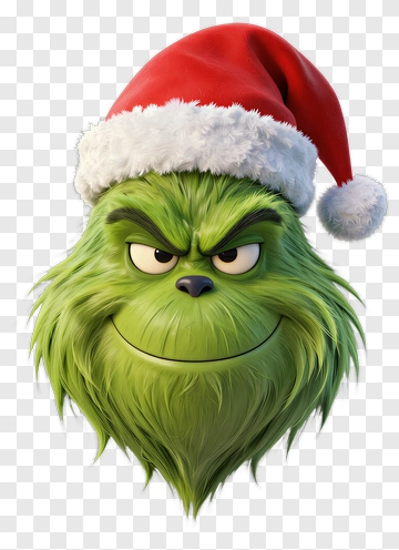 Cartoon Grinch Wearing A Santa Hat PNG