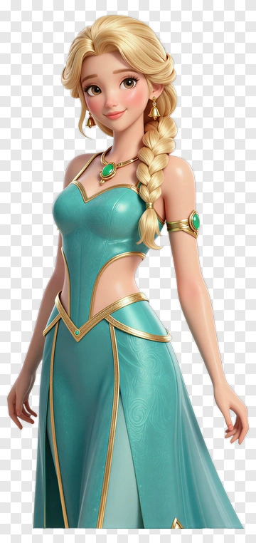 Princess In A Turquoise Dress PNG