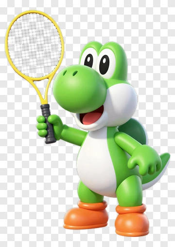 Yoshi Holding A Tennis Racket PNG