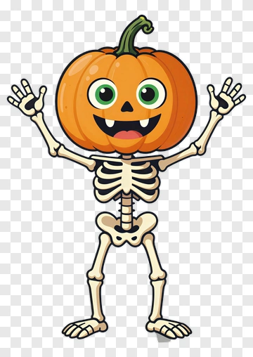 Cartoon Skeleton Pumpkin Character PNG