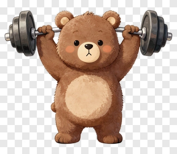 Cartoon Bear Lifting Weights PNG