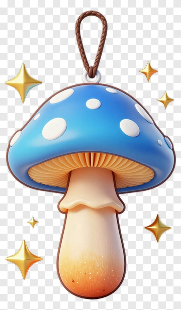 Cartoon Blue Mushroom Keychain PNG