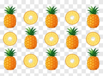 Colorful Pineapple And Pineapple Slice Pattern PNG