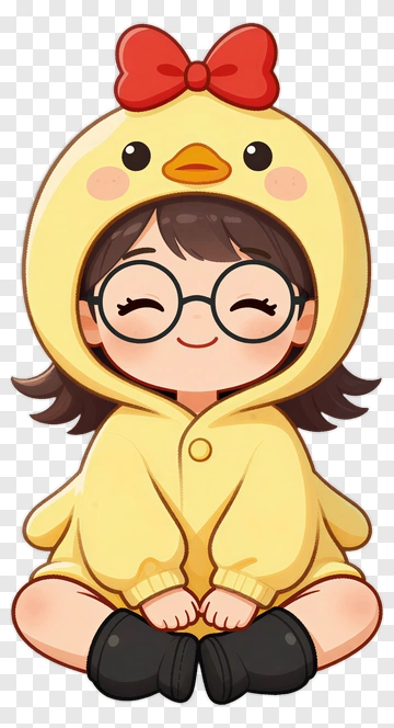 Cartoon Girl In Duck Costume PNG