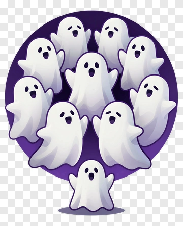 Cartoon Ghosts Grouping Together PNG