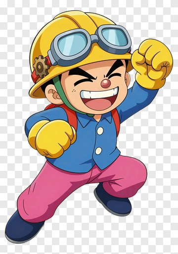 Cartoon Boy In Safety Gear PNG