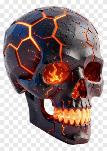3D Skull With Lava Texture PNG