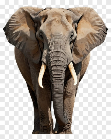 Realistic Elephant Portrait PNG