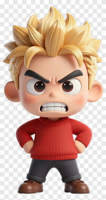 Angry Cartoon Boy With Spiky Hair PNG