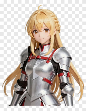 3D Anime Character In Silver Armor PNG