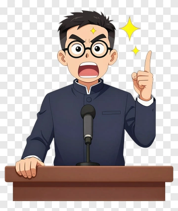 Cartoon Boy Giving A Speech At A Podium PNG