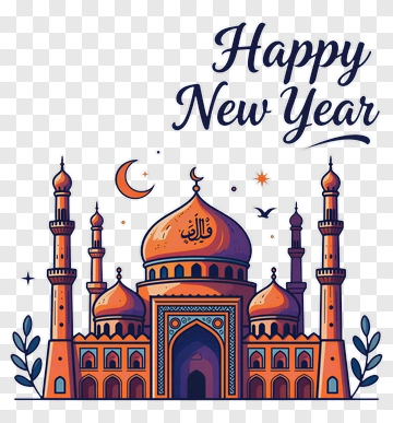 Happy New Year Mosque Illustration PNG