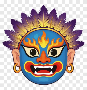 Colorful Mask With Feathers PNG