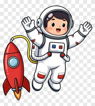 Cartoon Astronaut With Rocket PNG