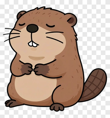 Cartoon Beaver With Closed Eyes PNG