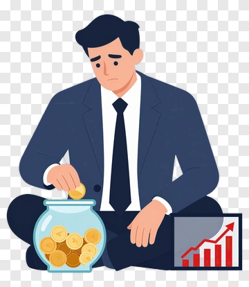 Businessman Saving Coins In A Jar PNG