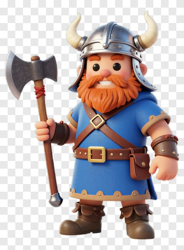 3D Viking Warrior Holding An Axe PNG