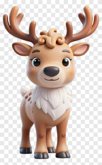 Cartoon Reindeer With Antlers PNG