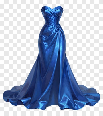 Elegant Blue Evening Dress PNG