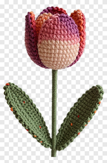 Colorful Crochet Tulip PNG