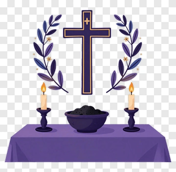 Religious Altar With Cross And Candles PNG