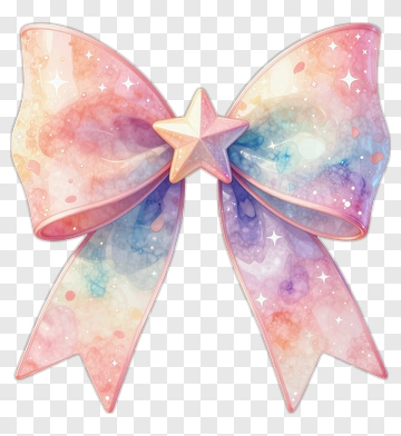Colorful Ribbon Bow With Star PNG