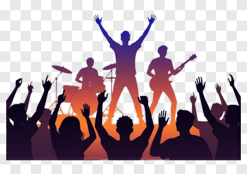 Silhouette Rock Band Performing At A Concert PNG