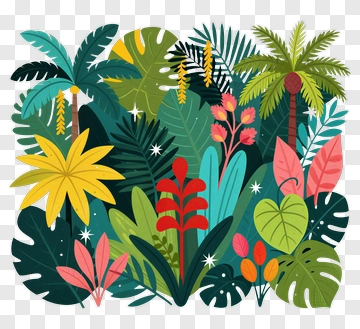Colorful Tropical Plant Composition PNG