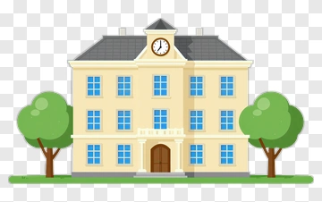 Illustration Of A School Building With Trees PNG