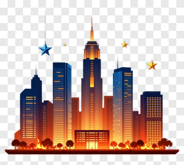 City Skyline At Night With Stars PNG
