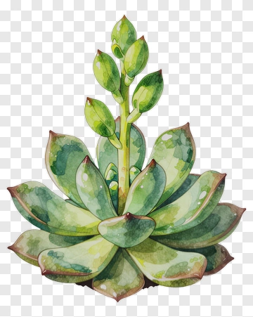 Watercolor Succulent Plant PNG