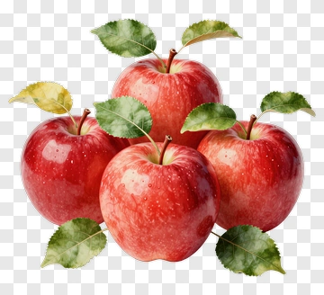 Red Apples With Leaves PNG