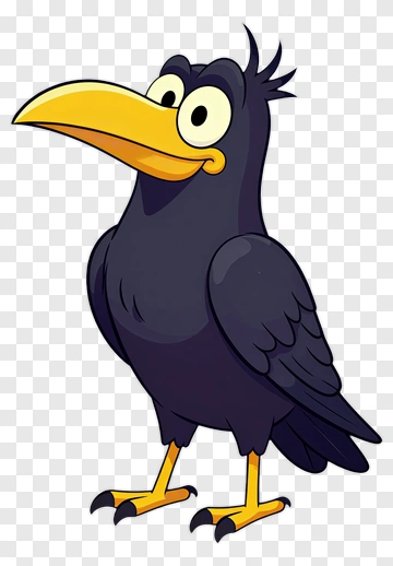 Cartoon Crow With Big Yellow Beak PNG