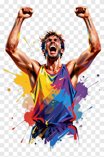 Colorful Athlete Celebrating Victory PNG