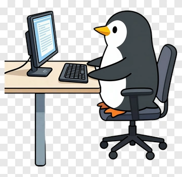 Cartoon Penguin Using A Computer PNG