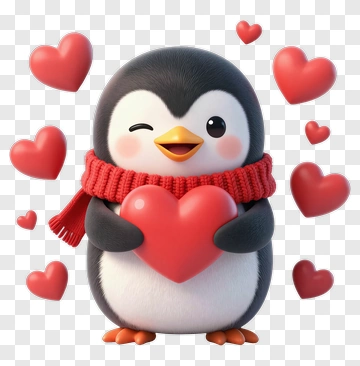 Cute Penguin Holding A Heart PNG
