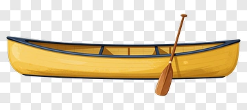 Yellow Canoe With Paddle PNG
