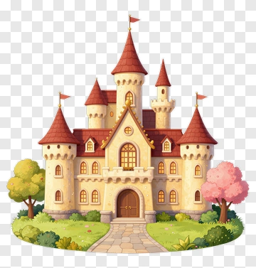 Cartoon Castle Surrounded By Trees PNG
